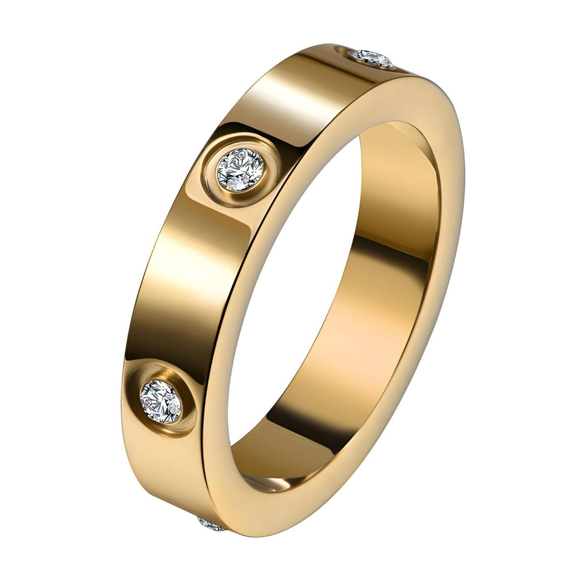 THE HANGAR JEWELLERY 18kt Gold plated diamanté stud band ring