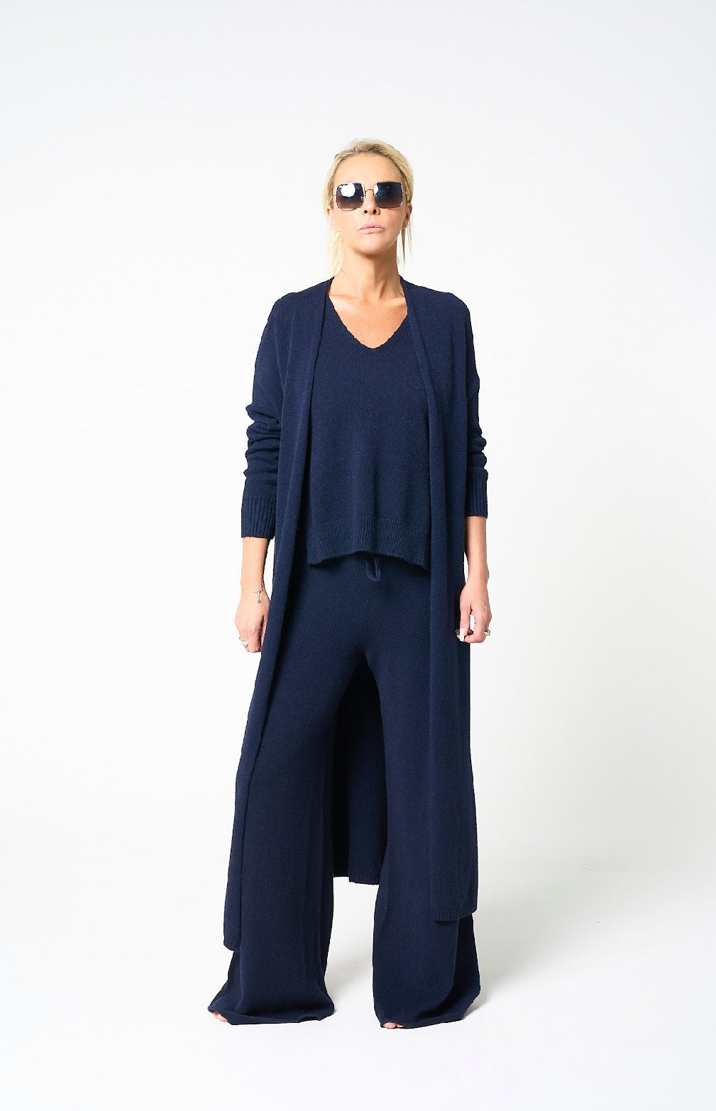 THE KNITWEAR COMPANY Panko knit maxi Cardigan Navy Blue