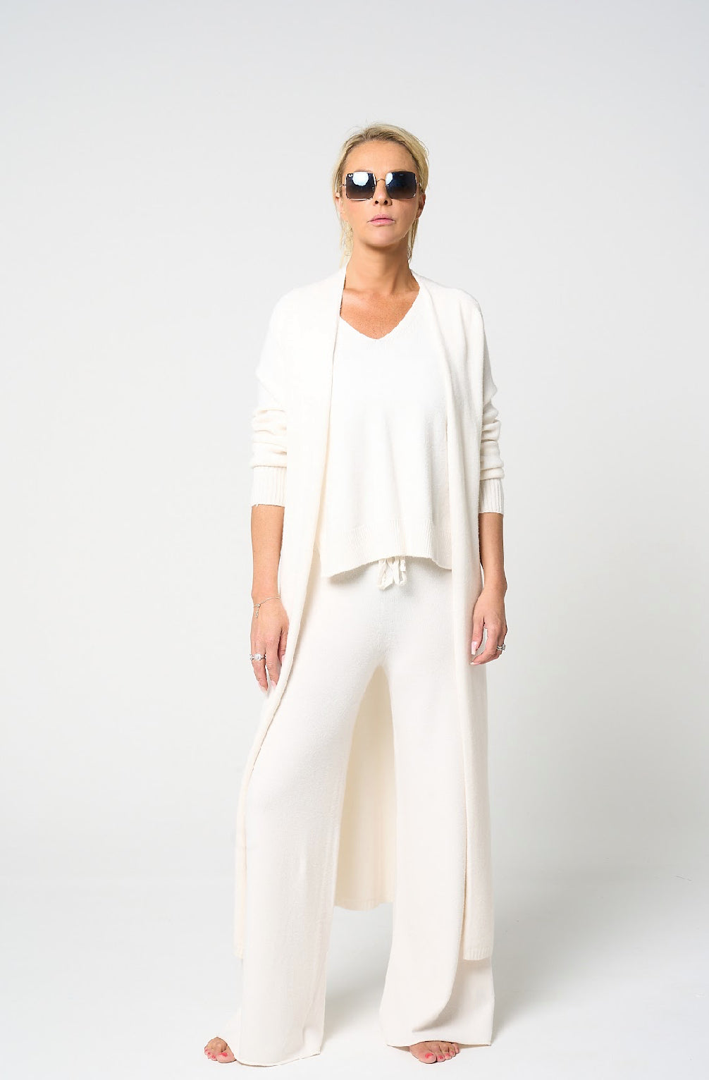 THE KNITWEAR COMPANY Panko knit maxi Cardigan Ecru