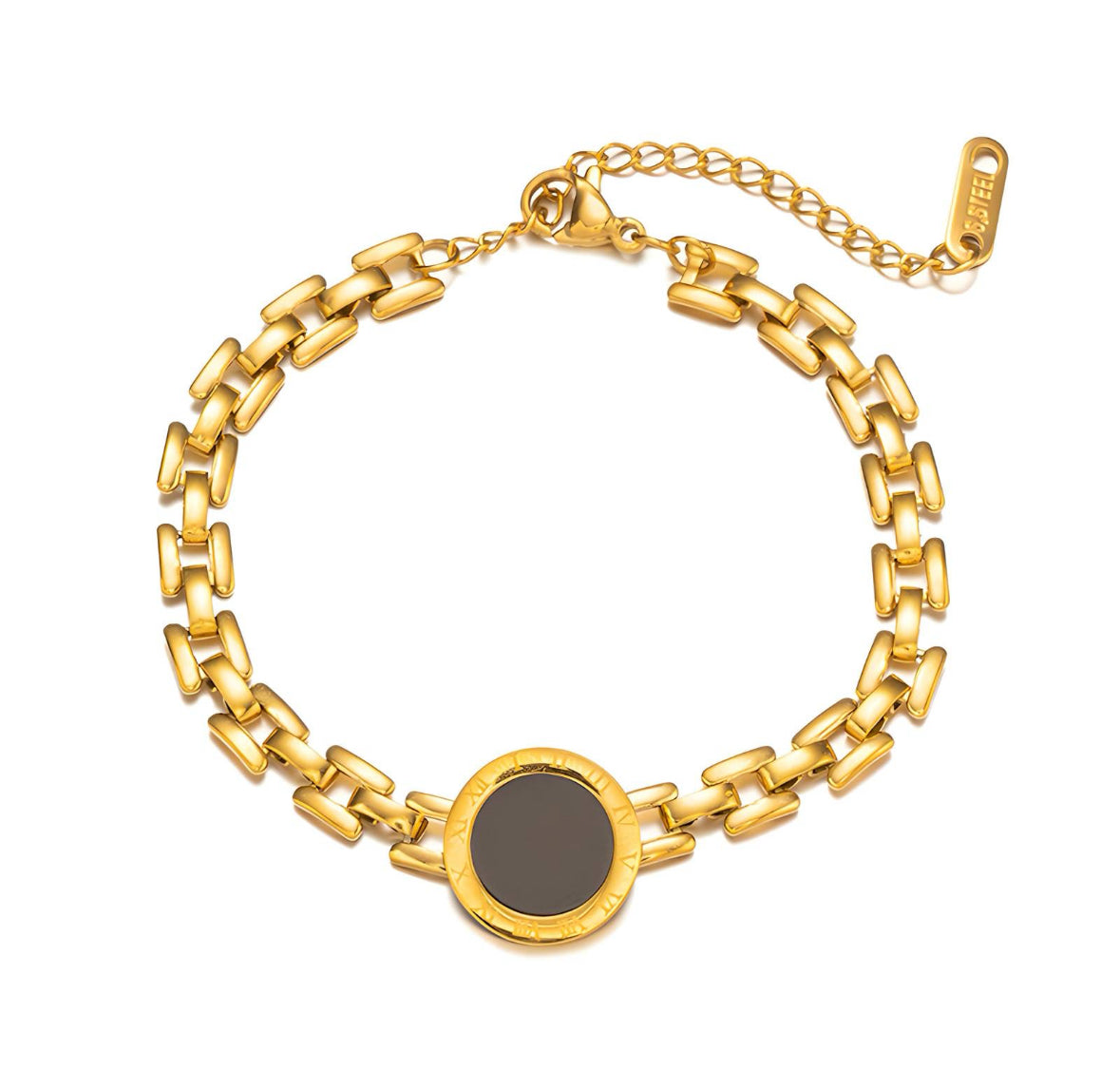 THE HANGAR JEWELLERY Roman black disc link bracelet