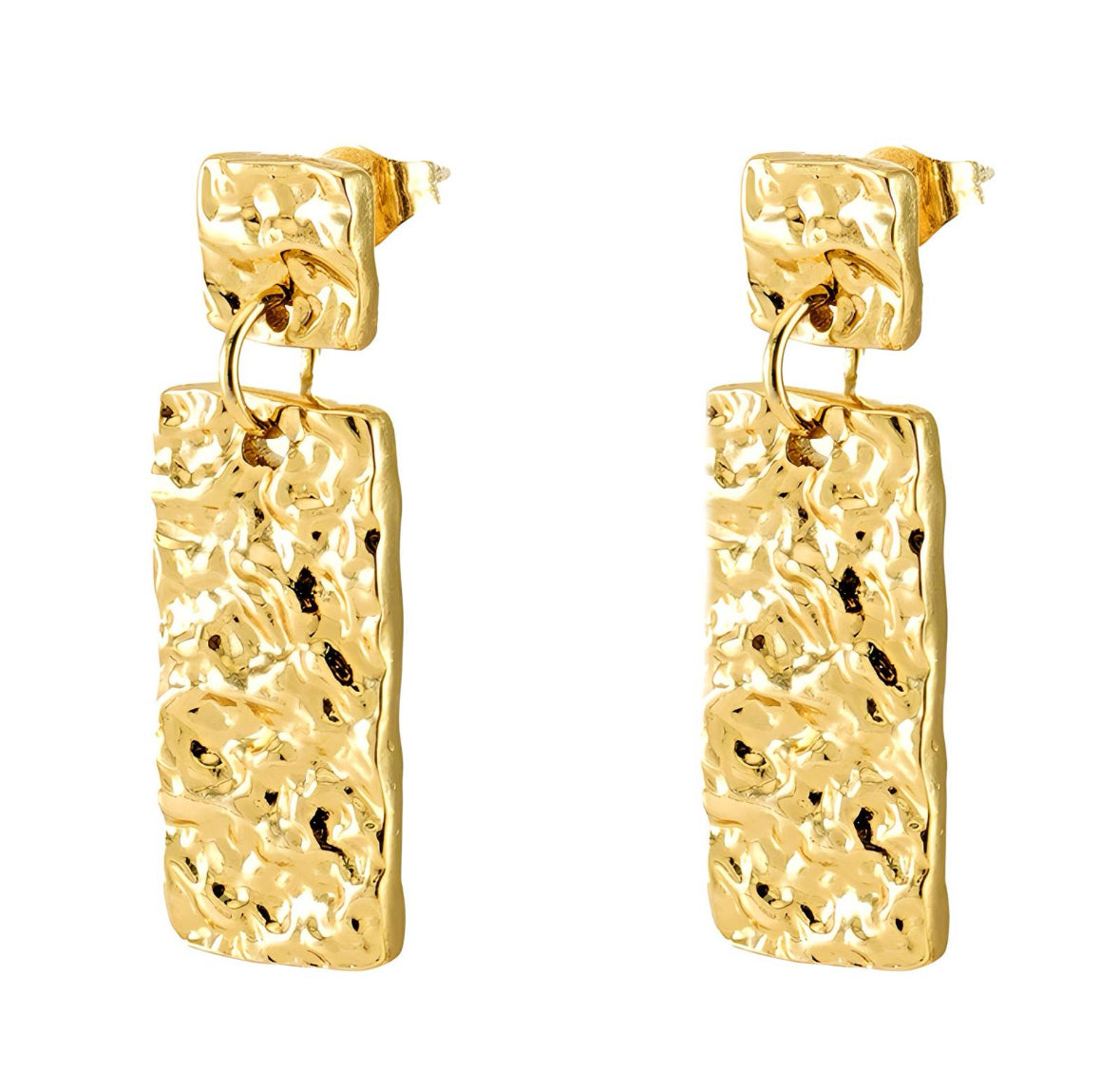 THE HANGAR JEWELLERY Hammered rectangle Drop Earrings