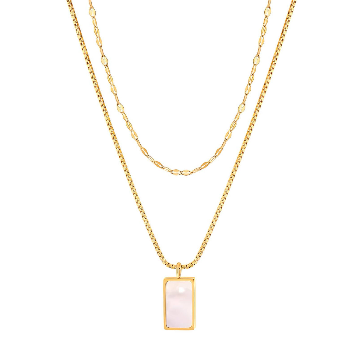 THE HANGAR JEWELLERY Shell Rectangle Pendant Necklace