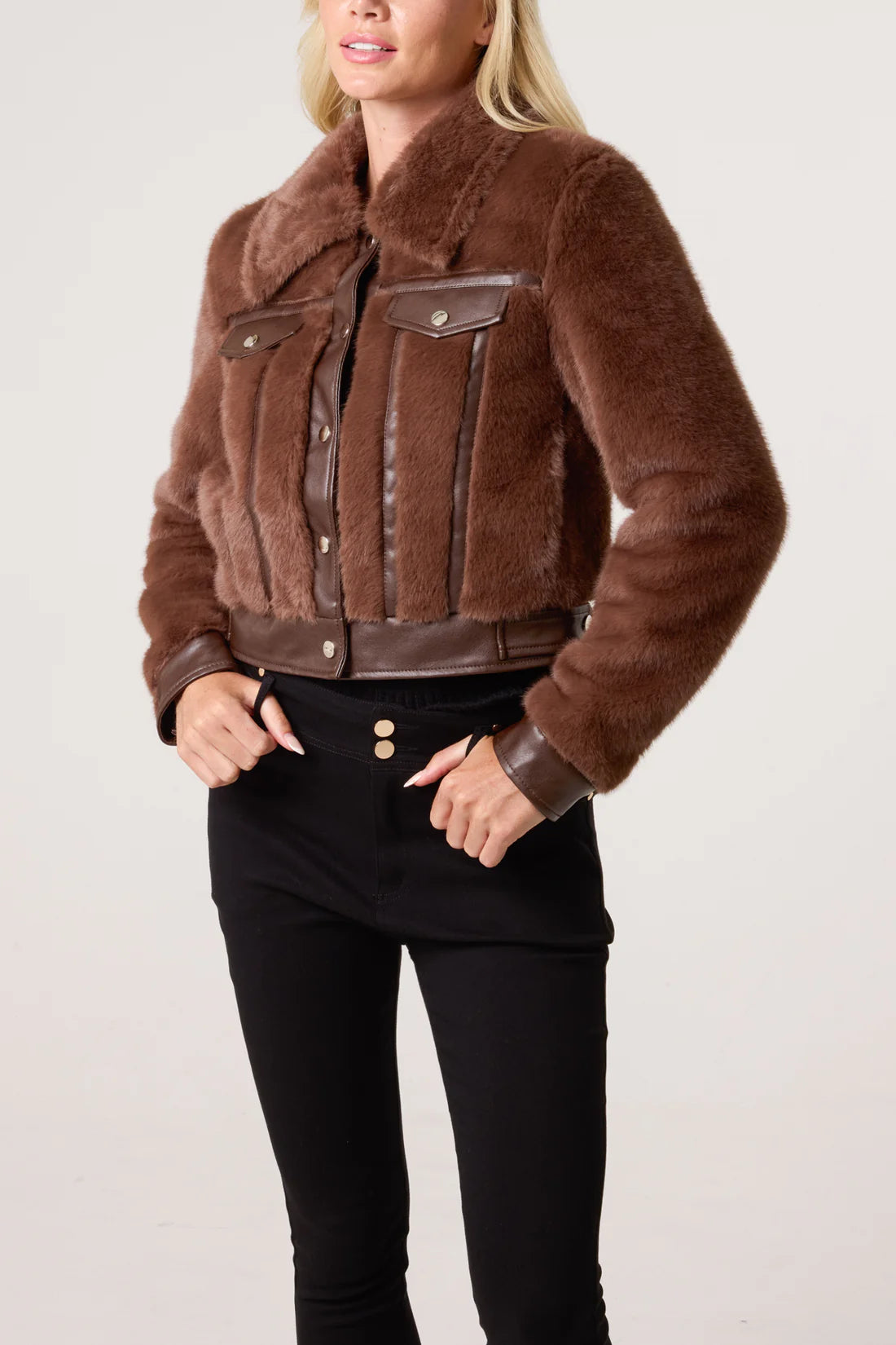 SEINT Faux fur bomber Chocolate