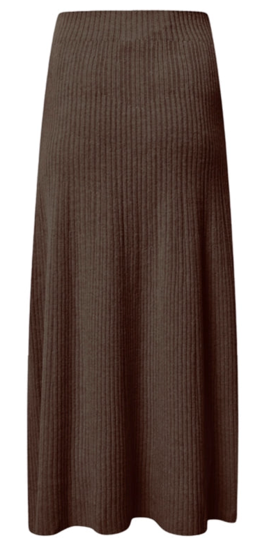 THE KNITWEAR COMPANY Renza ribbed knitted skirt in Chocolate