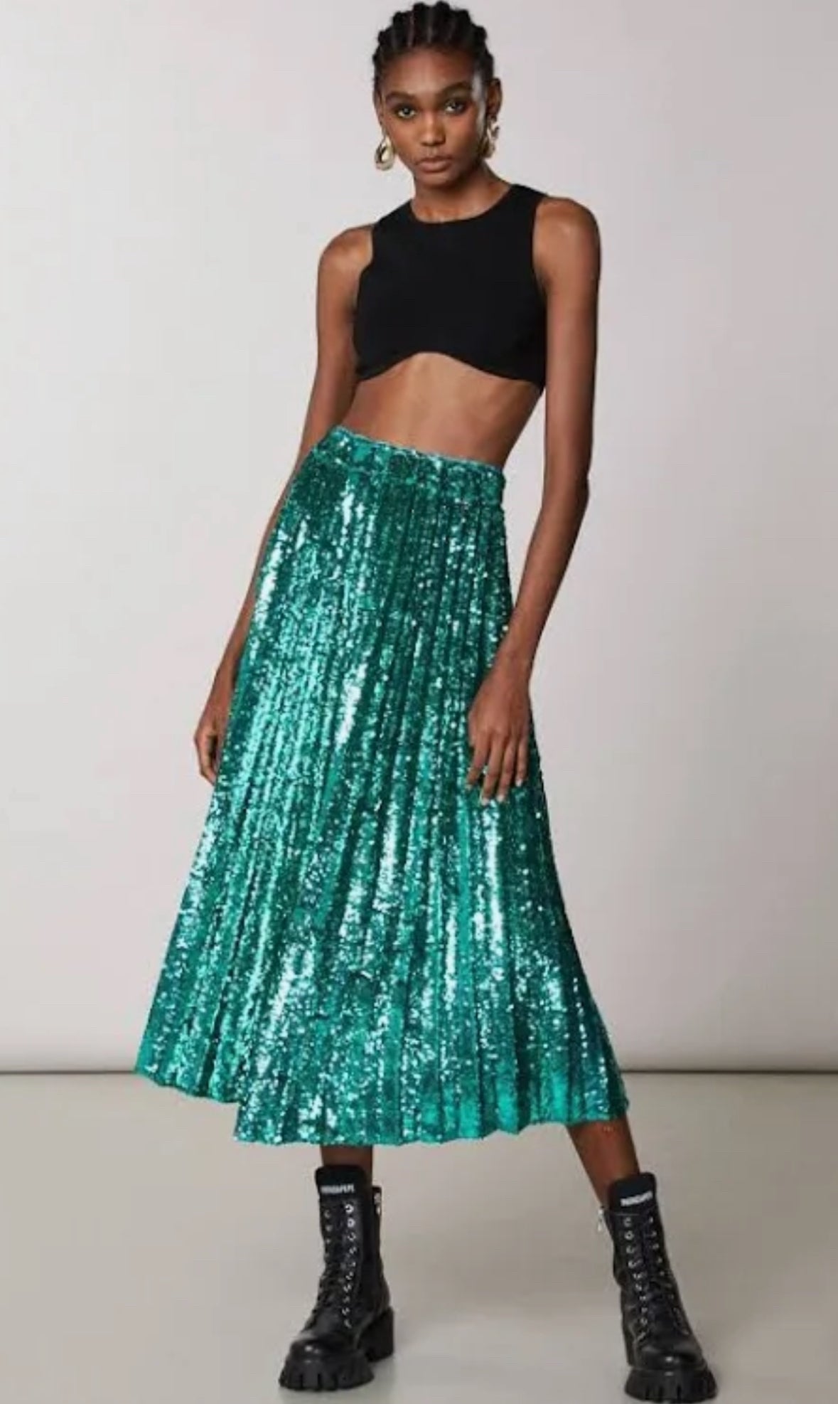 PATRIZIA PEPE Sequin pleated midi skirt