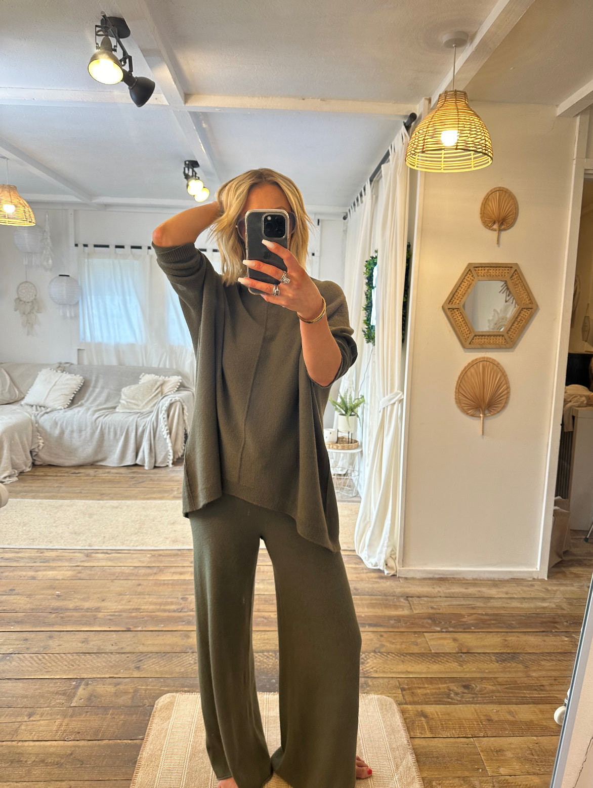 THE KNITWEAR COMPANY Lounge pant olive green