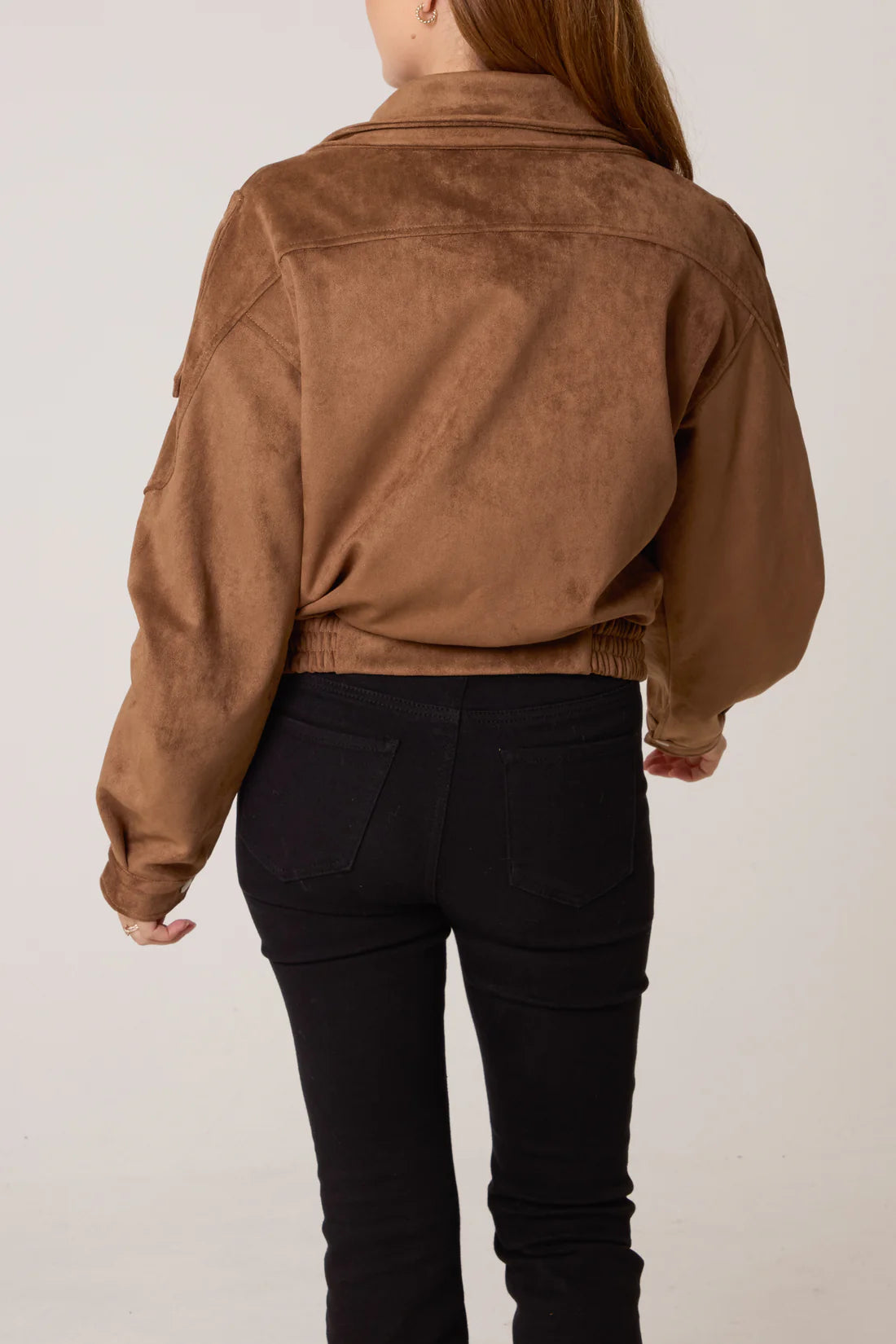 QED faux suede bomber Tan