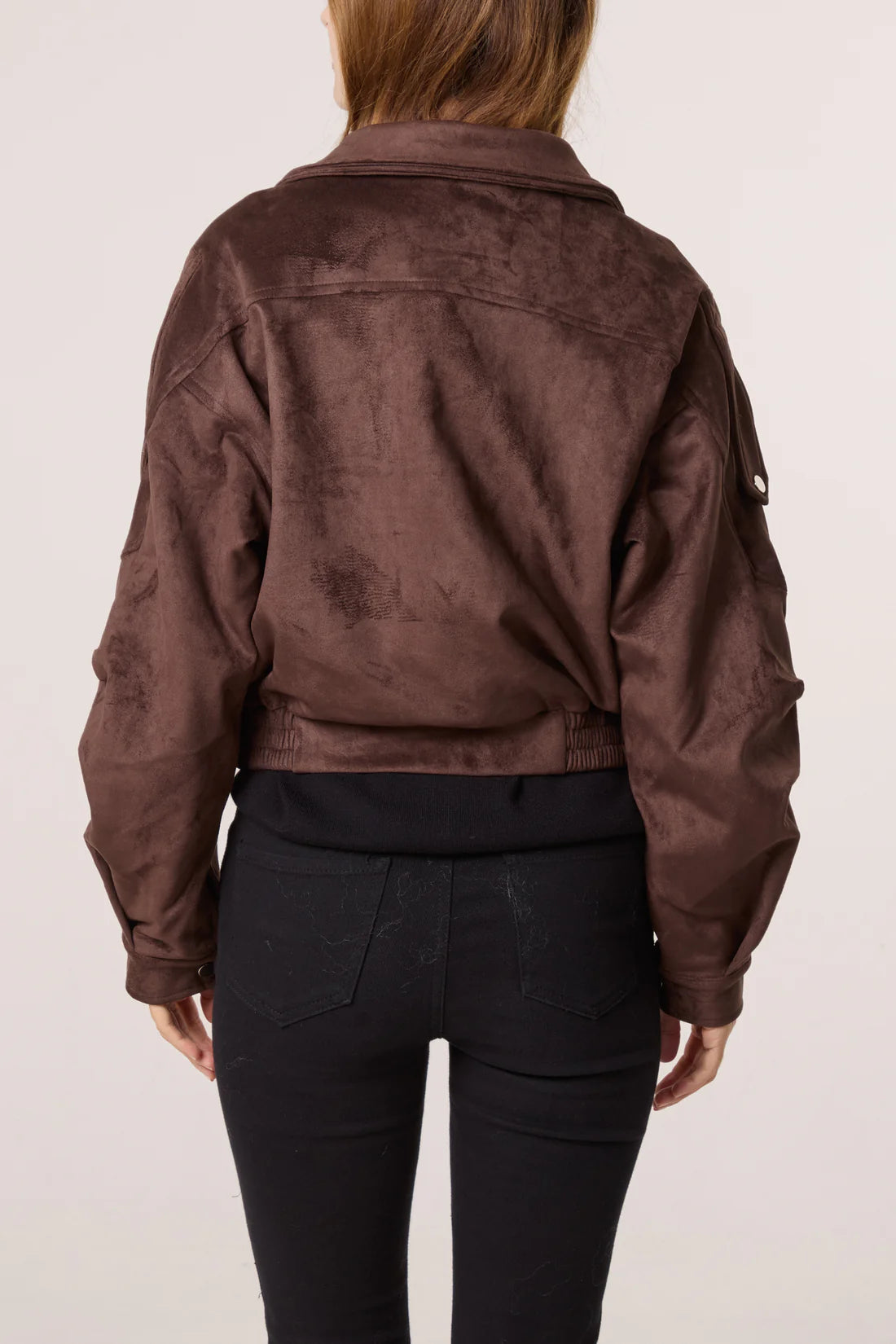 QED faux suede bomber Chocolate