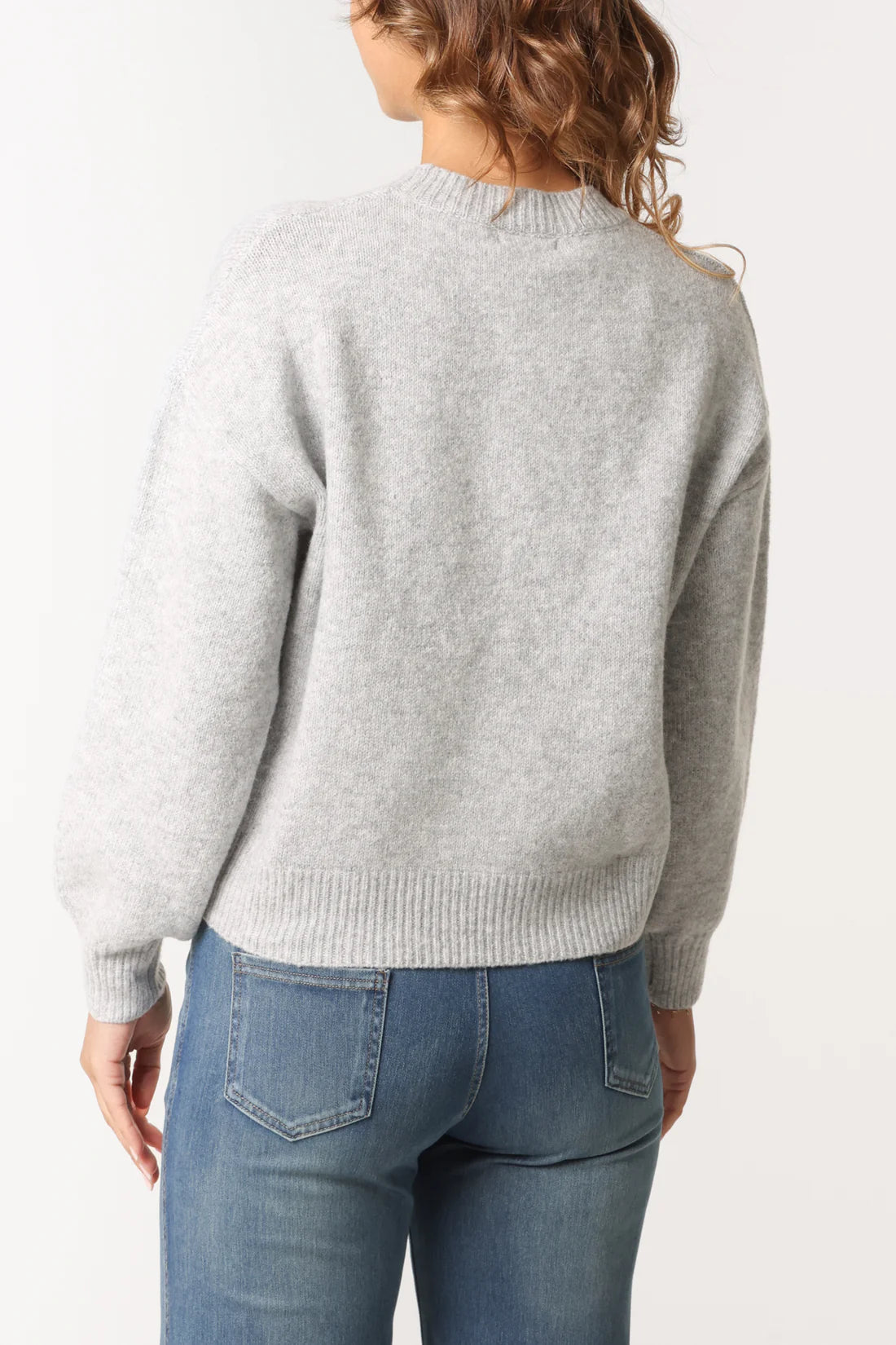 WILD FLOWER Swan embroidered knit grey