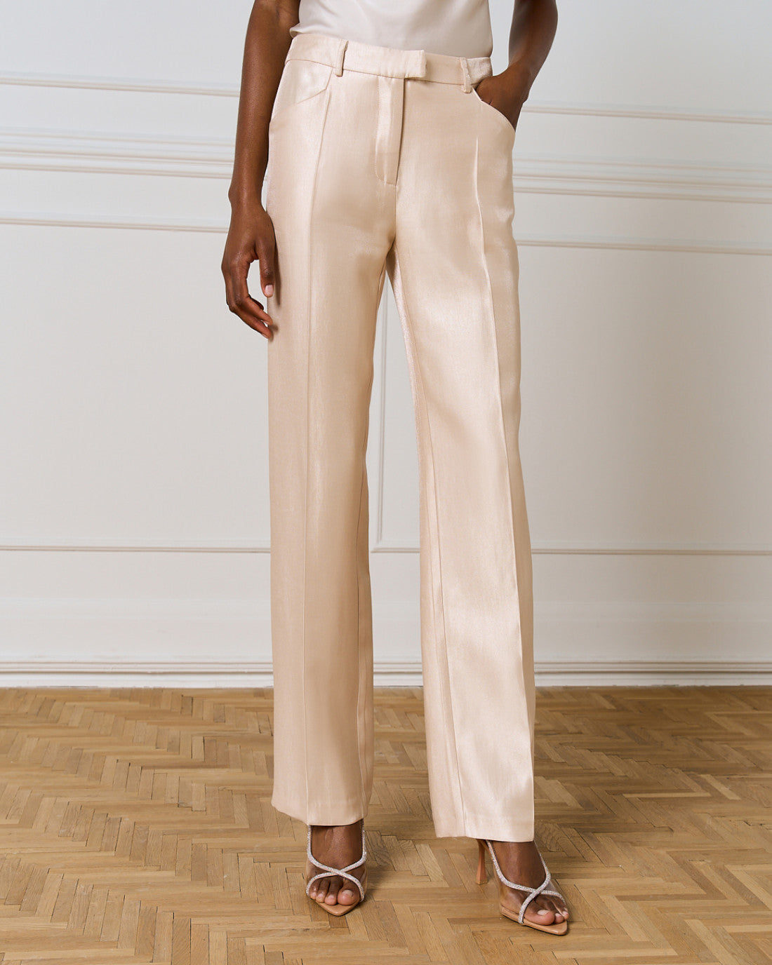 ACCESS Shimmery high-waist pants vanilla