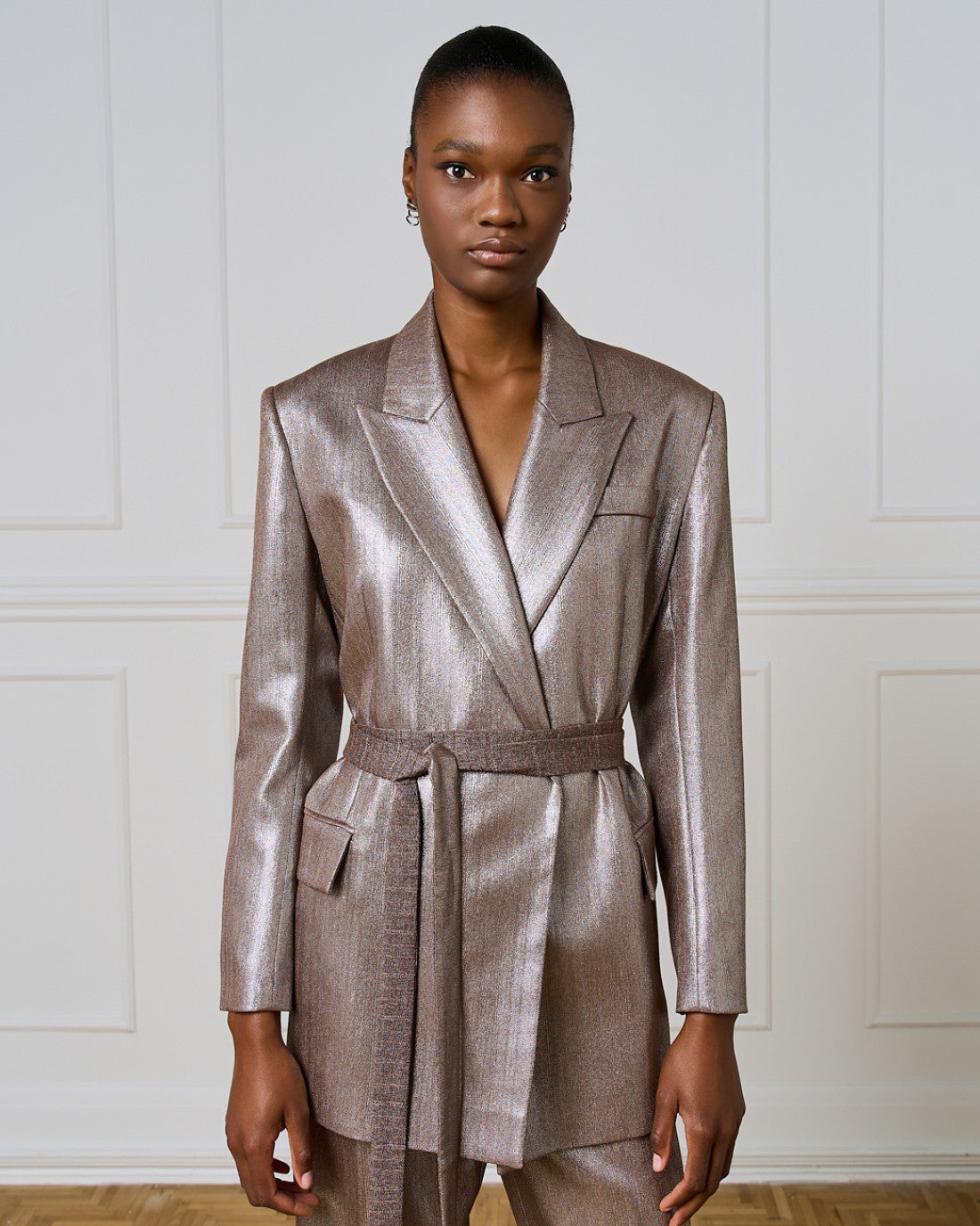 ACCESS Long metallic-effect blazer