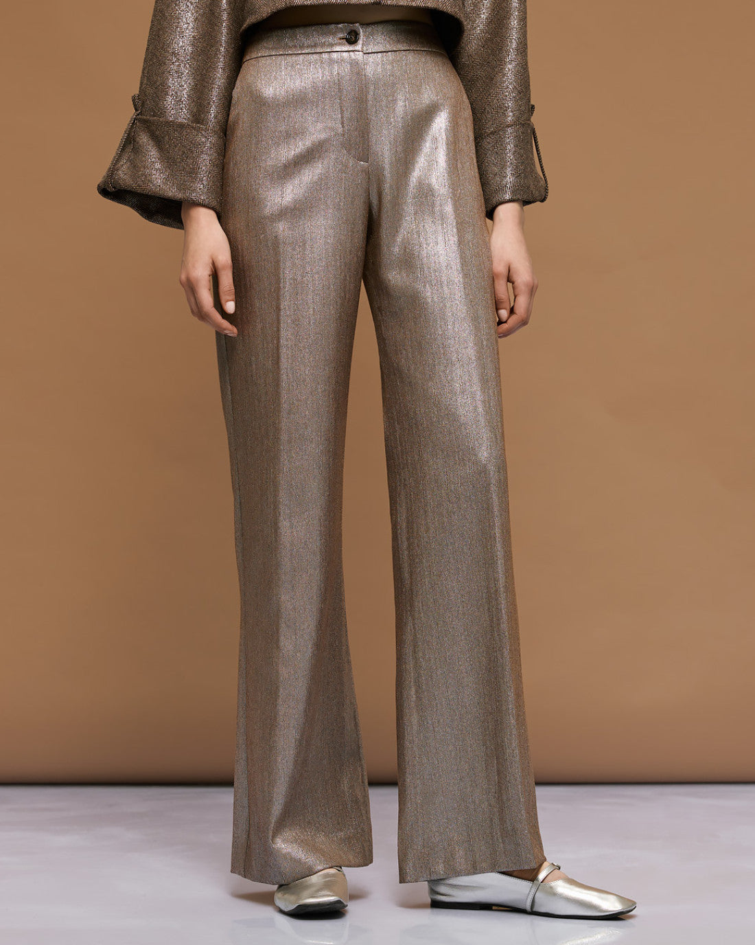 ACCESS Metallic-effect pants