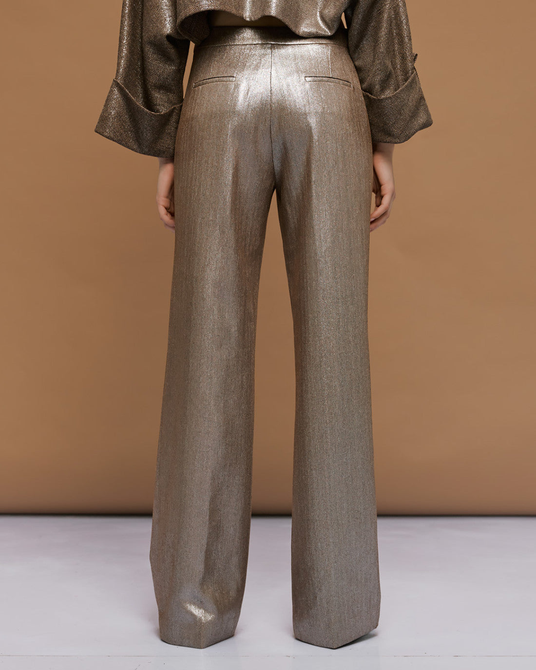 ACCESS Metallic-effect pants