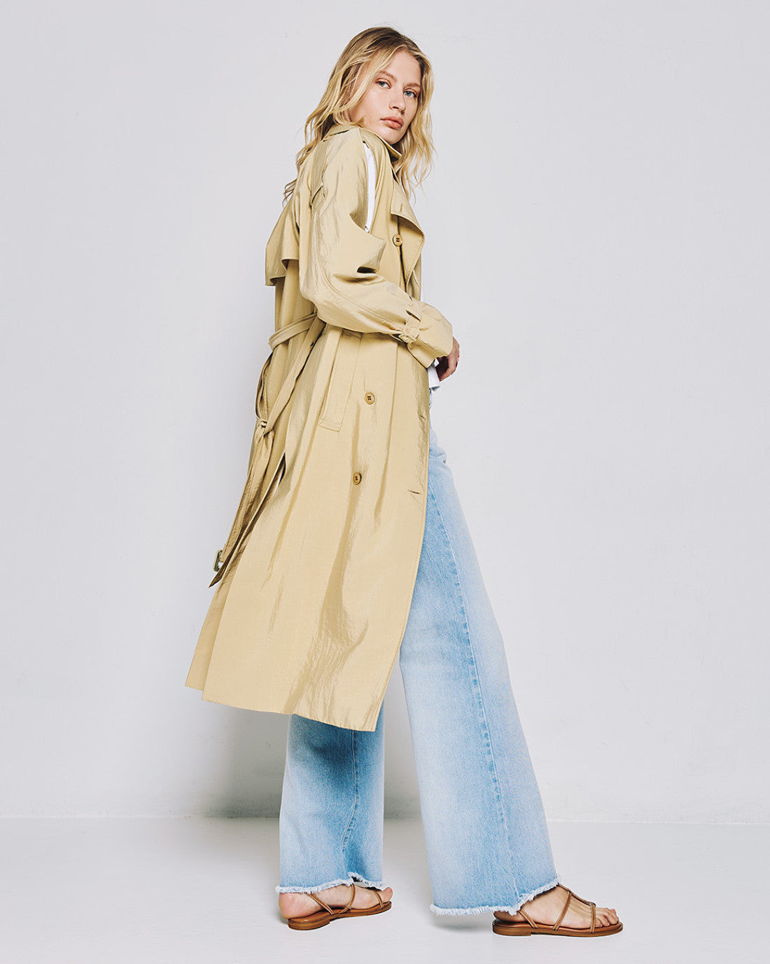ACCESS FASHION Double-breasted trench coat with belt and shrug