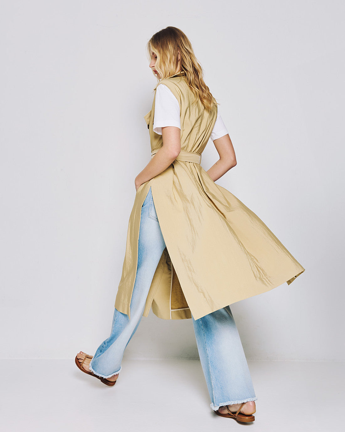 ACCESS FASHION Double-breasted trench coat with belt and shrug