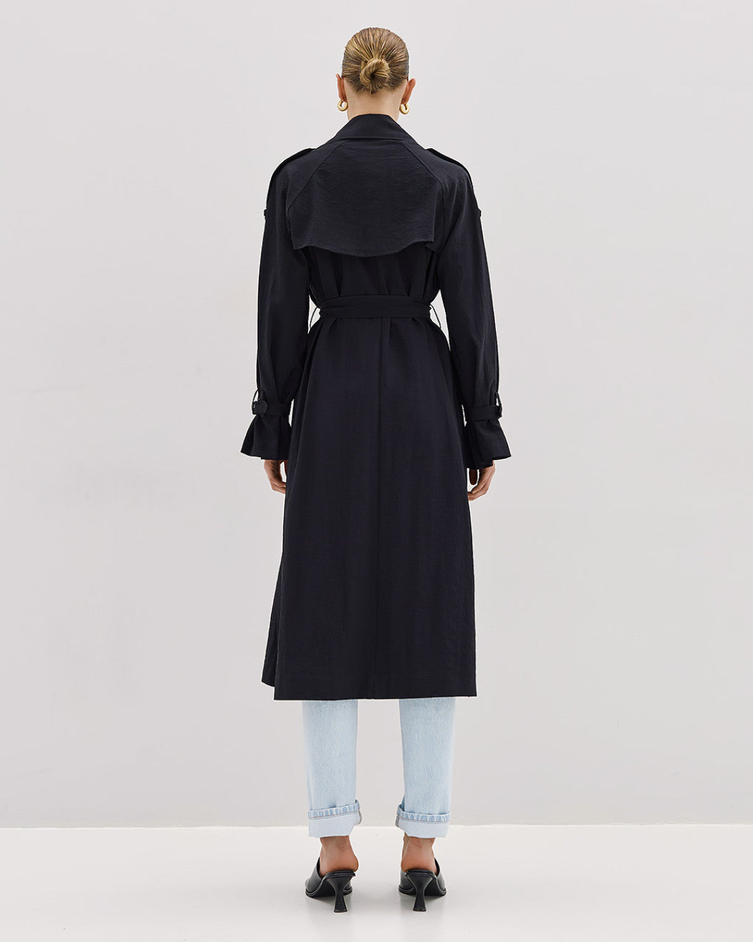 ACCESS FASHION Double-breasted trench coat with belt and shrug