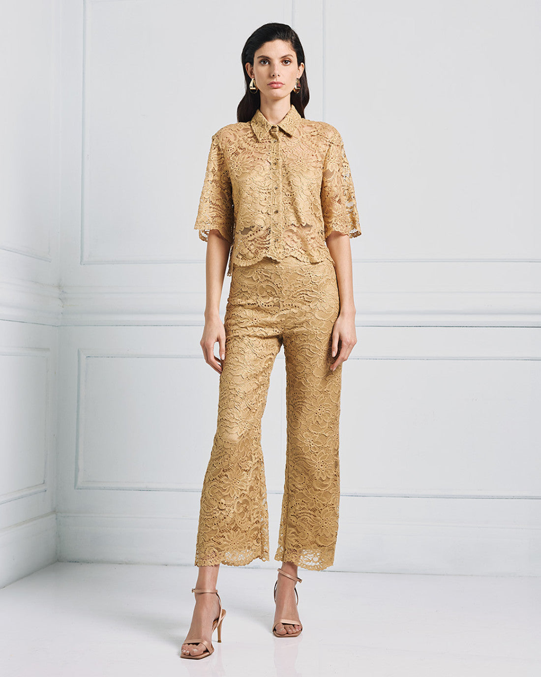 ACCESS FASHION Lace cropped pants