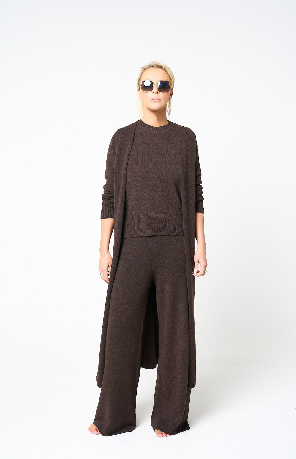 THE KNITWEAR COMPANY Panko knit maxi Cardigan chocolate