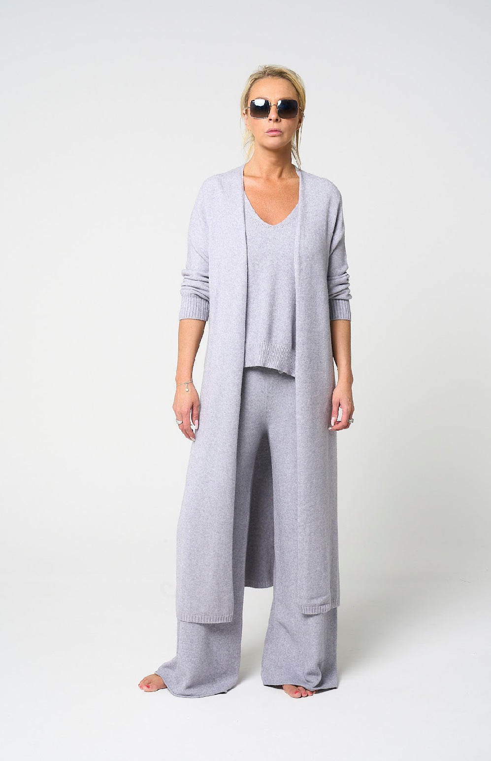 THE KNITWEAR COMPANY Panko knit maxi Cardigan Grey