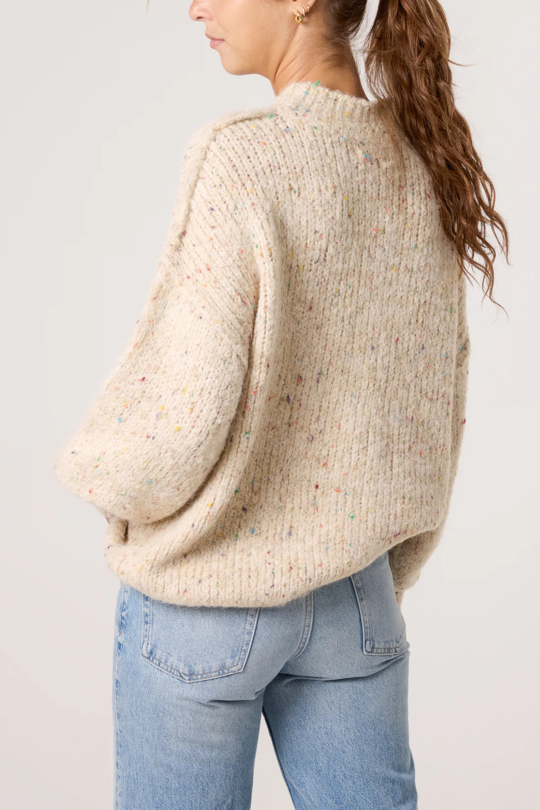 WILD FLOWER Space dye crew neck knit stone
