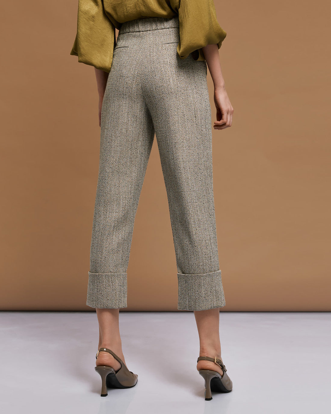 ACCESS Herringbone pants with turn-ups