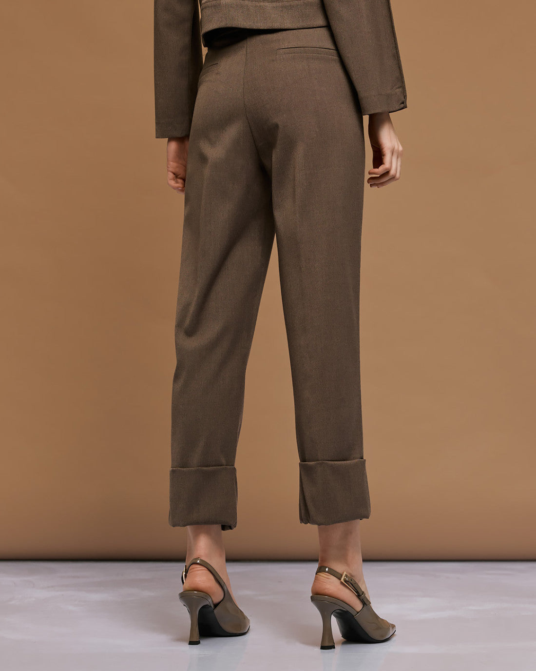 ACCESS High-waist pants with turn-up hems