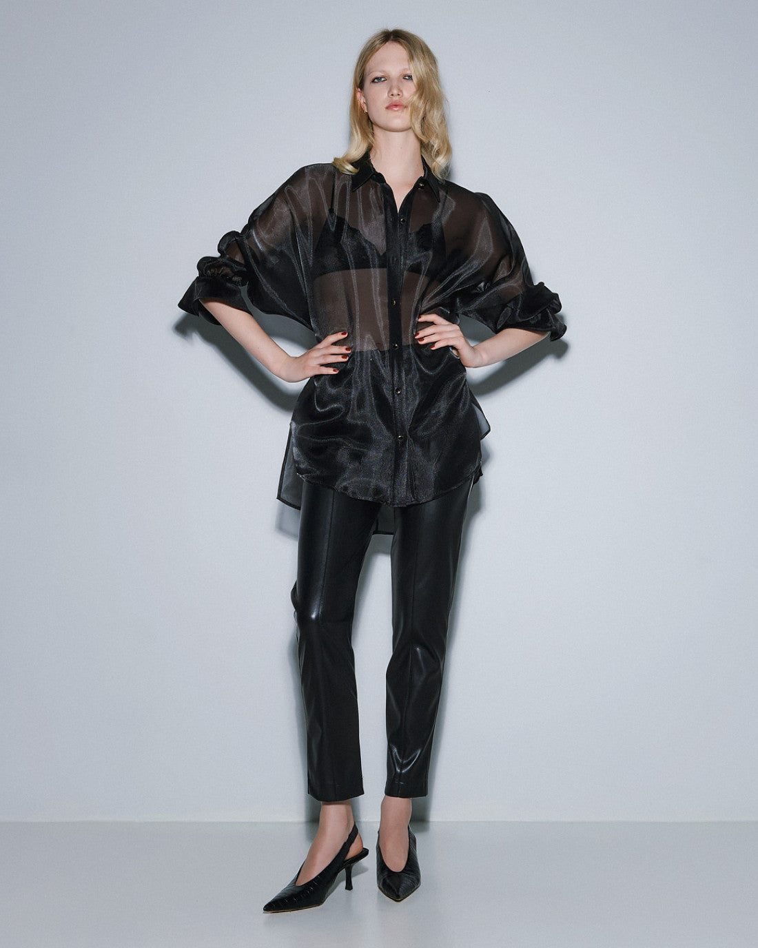 ACCESS Organza shirt with ruffled cuffs