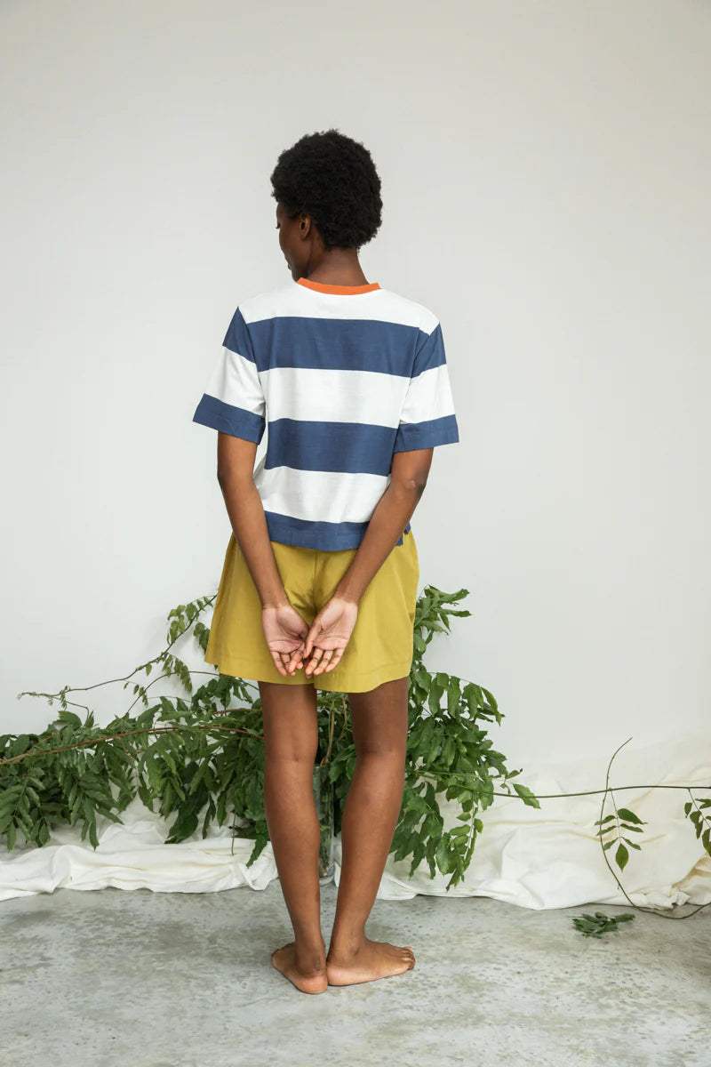 BEAUMONT ORGANIC Bay-Sue Organic Cotton Top in Midnight and White Bold Stripe