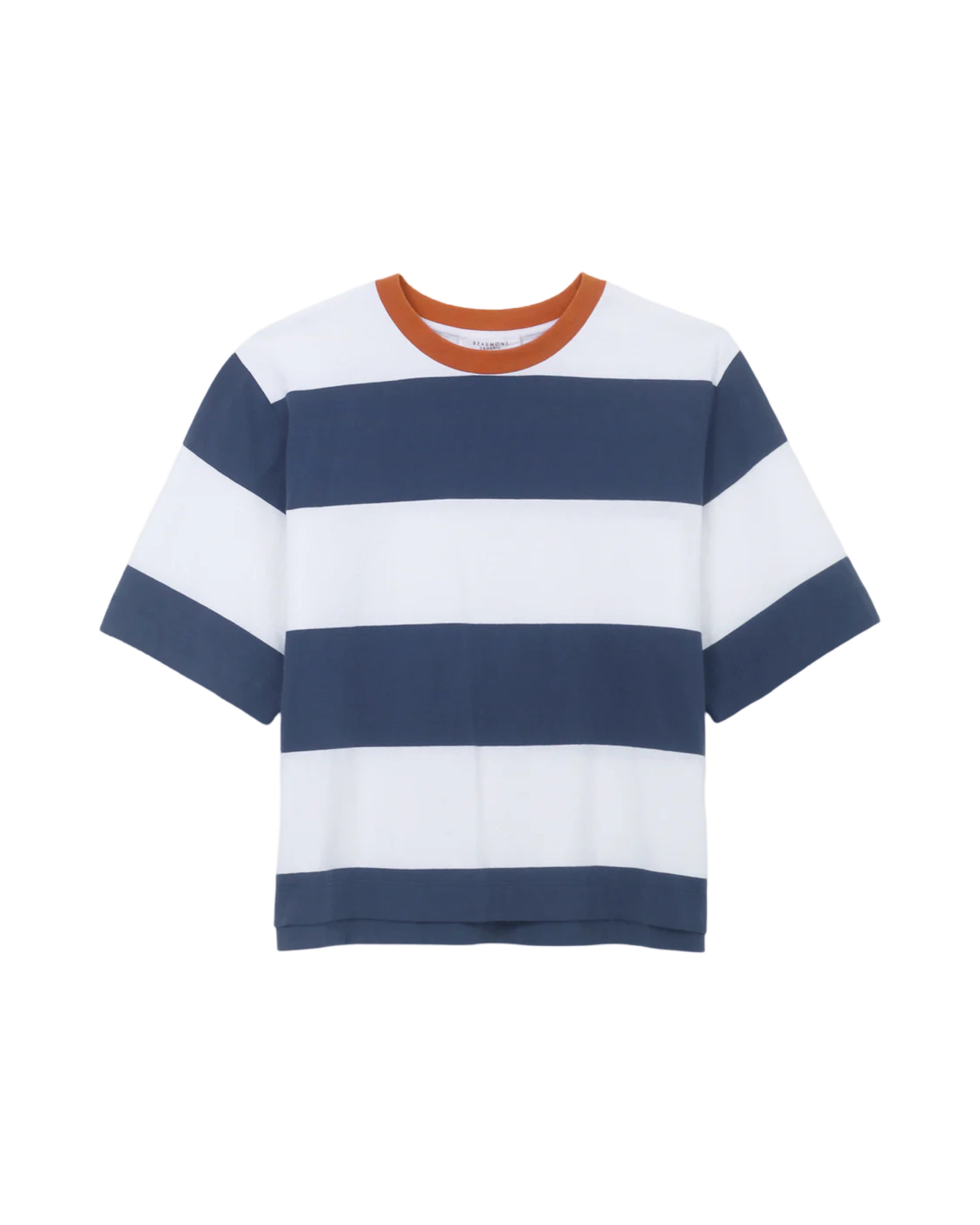 BEAUMONT ORGANIC Bay-Sue Organic Cotton Top in Midnight and White Bold Stripe