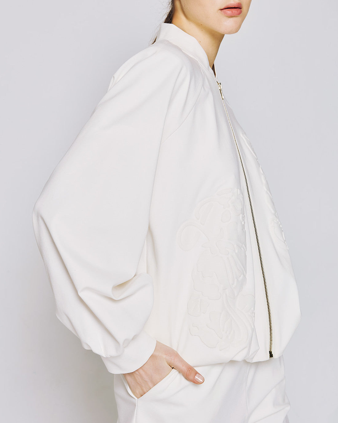 ACCESS FASHION Bomber jacket with a textured floral design