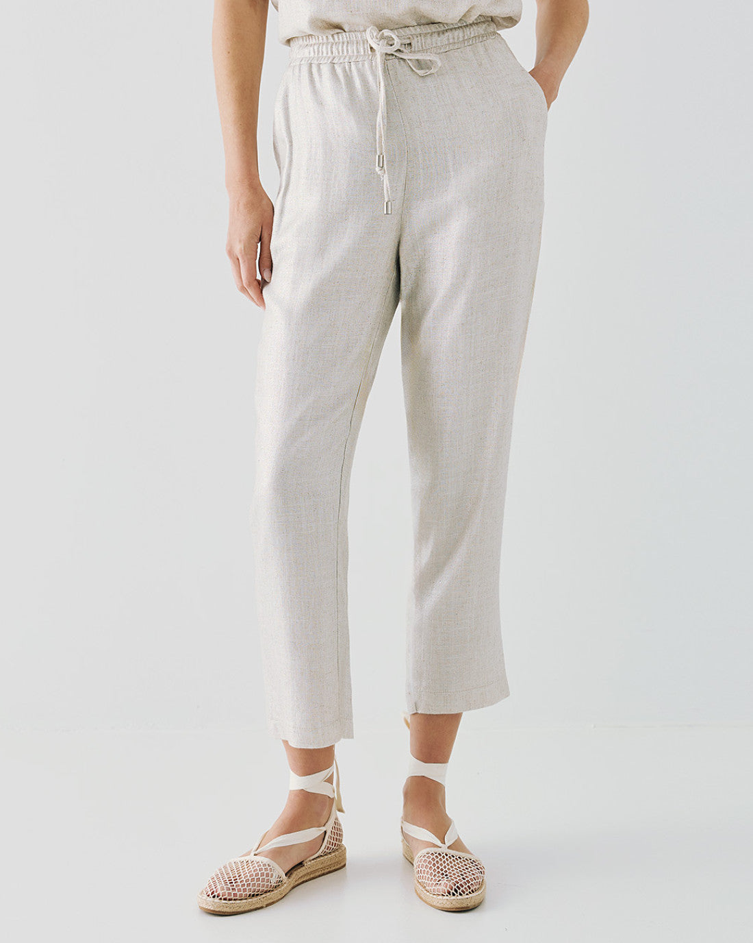 ACCESS FASHION Metallic-effect pants with an elastic waistband
