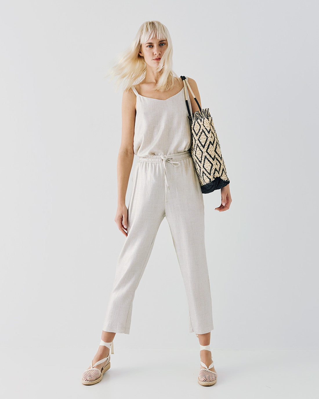 ACCESS FASHION Metallic-effect pants with an elastic waistband