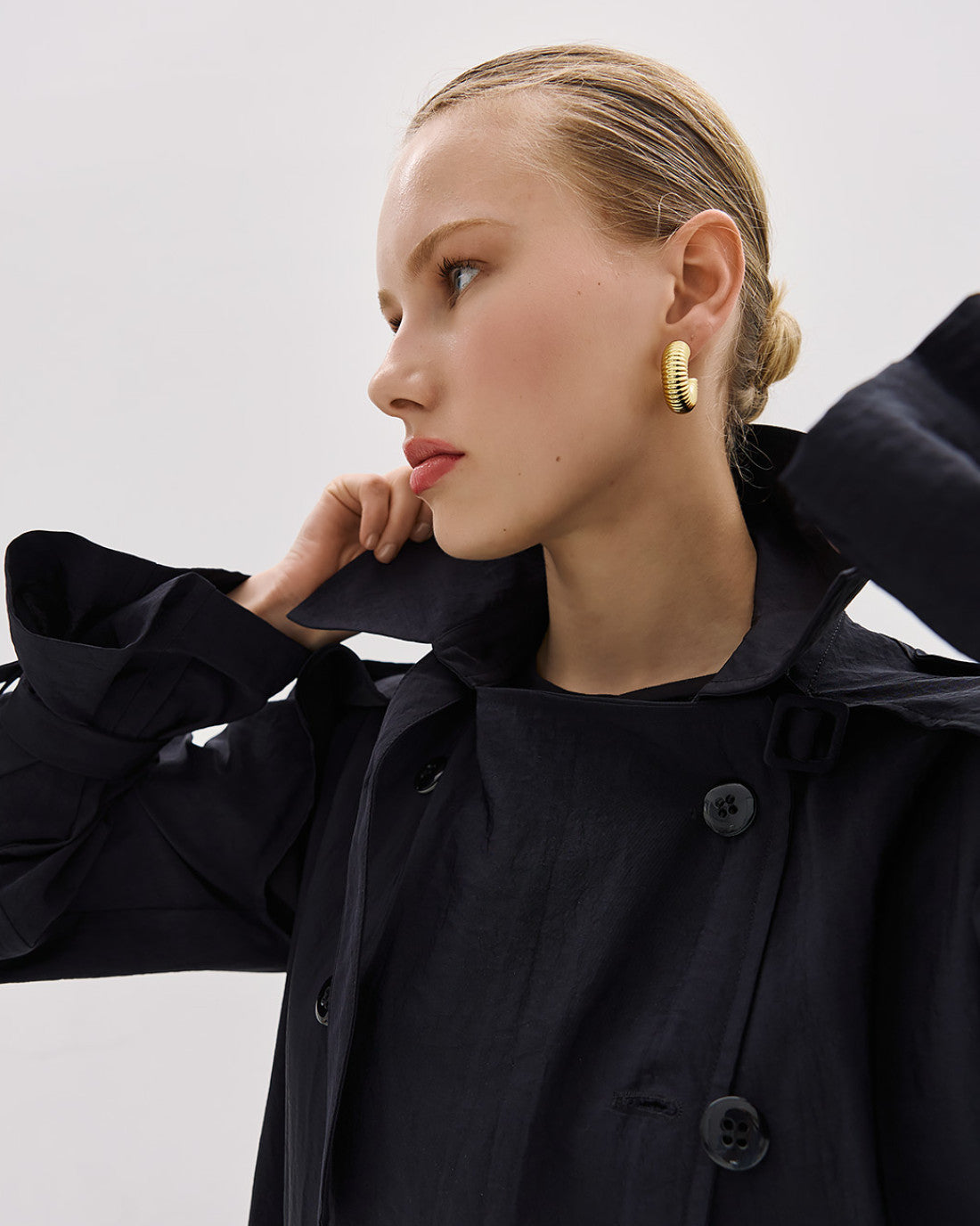 ACCESS FASHION Double-breasted trench coat with belt and shrug